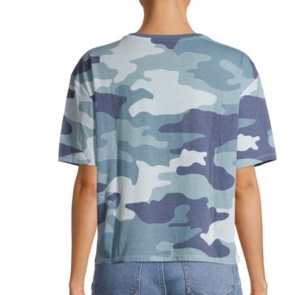 Top Gun Blue Camo Cropped Tee Shirt - Picture 3 of 4